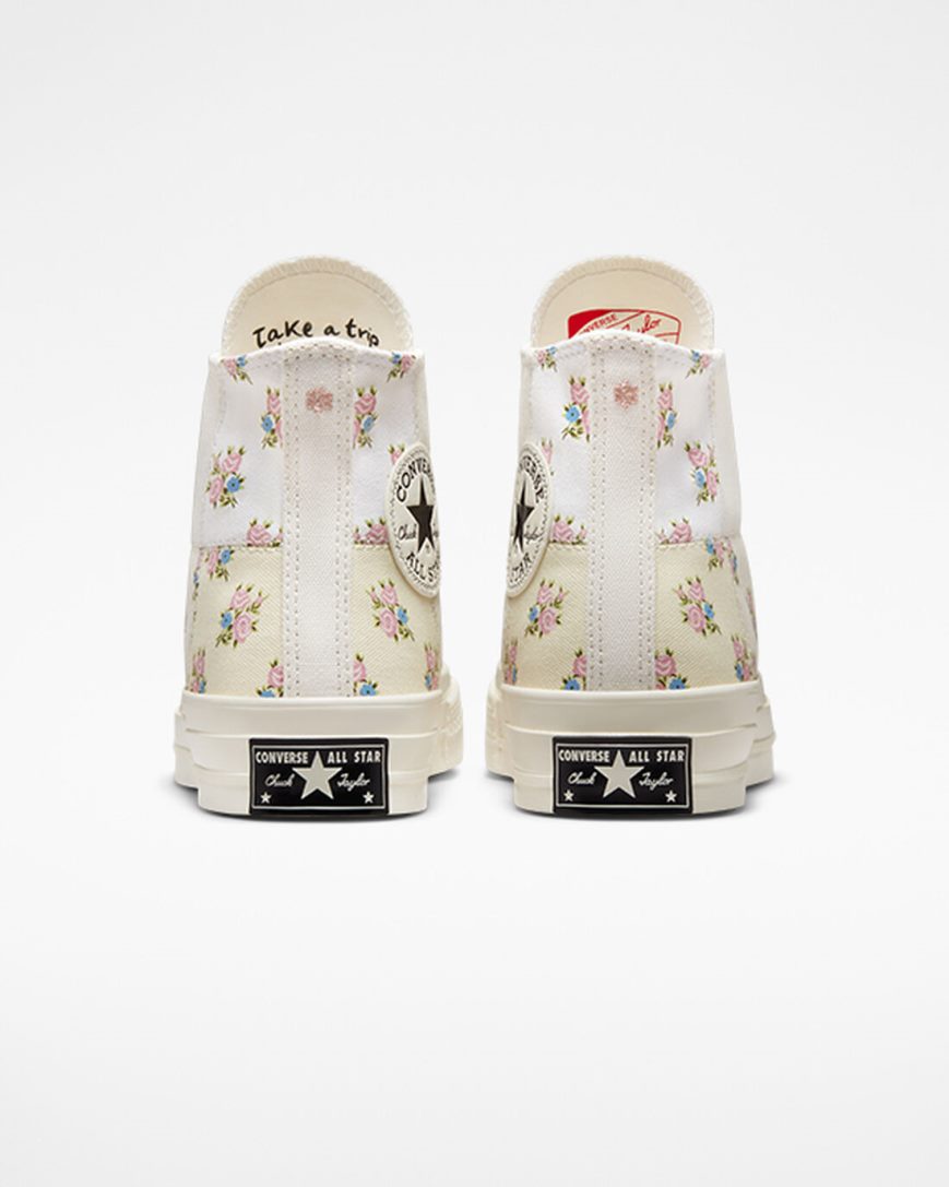 Tenis Converse Chuck 70 Patchwork Floral Cano Alto Feminino Bege Branco | PT K085073